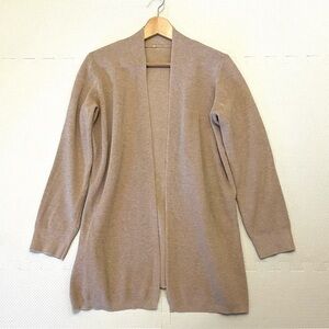 Cyrus Waffle Knit Open Cardigan Longline Taupe Neutral Sweater Size L